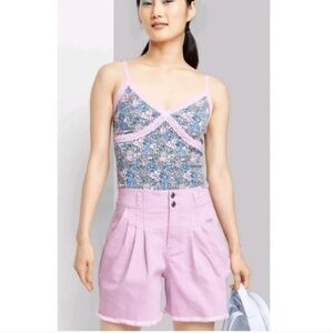 Wild Fable Super High Rise Pleated A-Line Shorts Purple